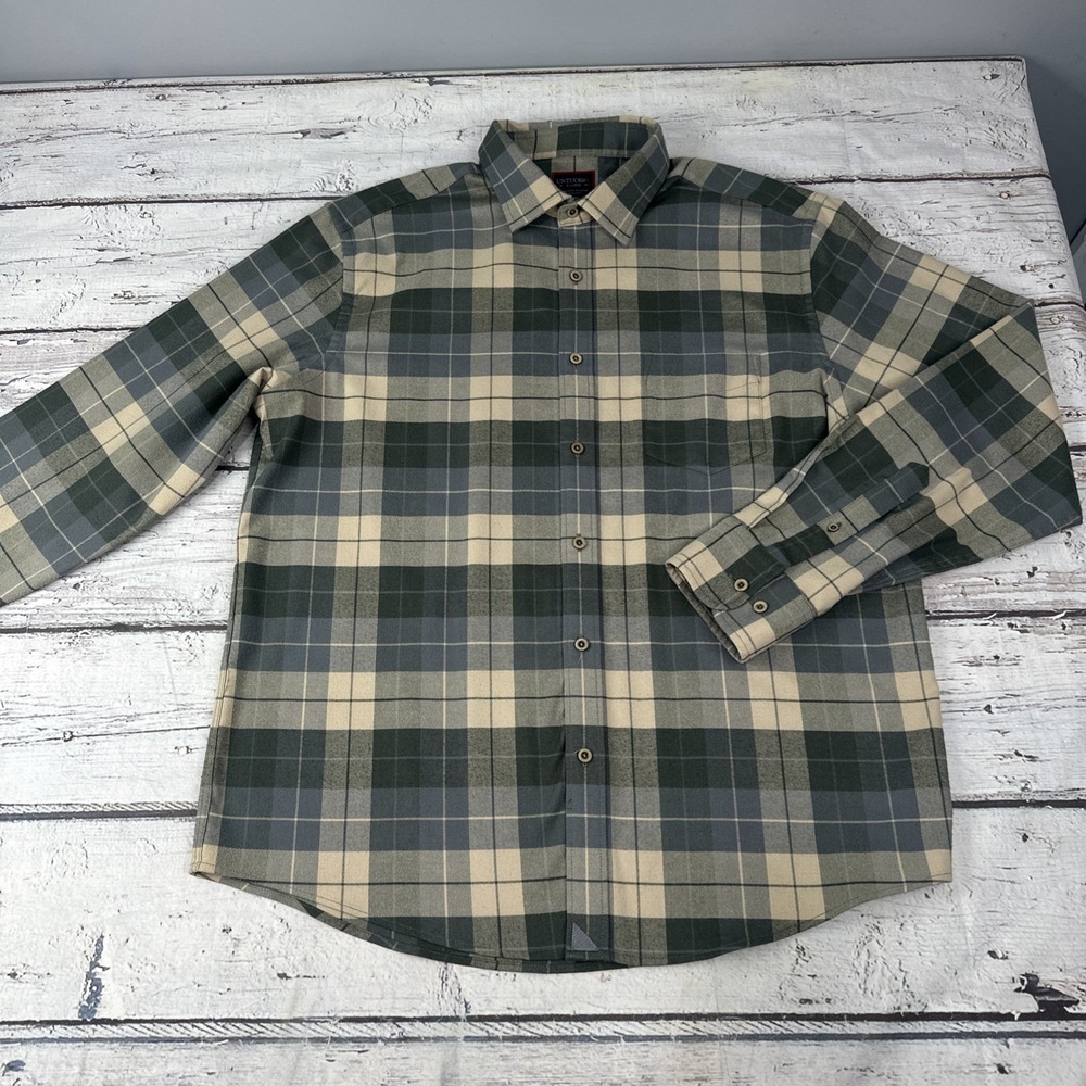 UNTUCKit Men's Size - XL Blue Green Tan Plaid Long Sleeve Button Up Russo